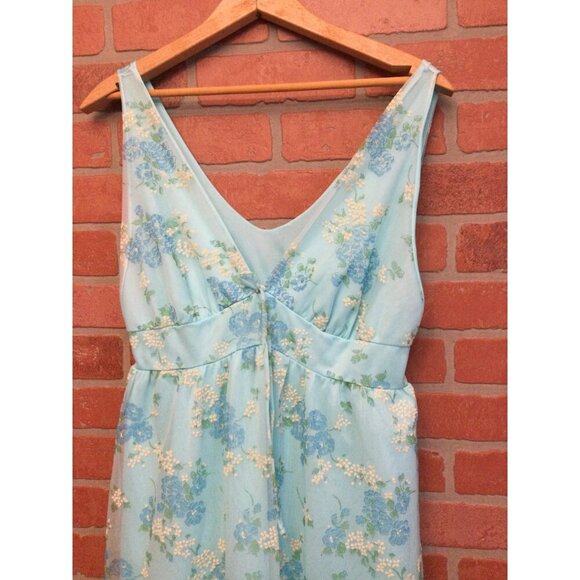 Vintage Chic Lingerie Co Womens Night Gown Dress Size M Floral Sheer Overlay Sle - Picture 4 of 9